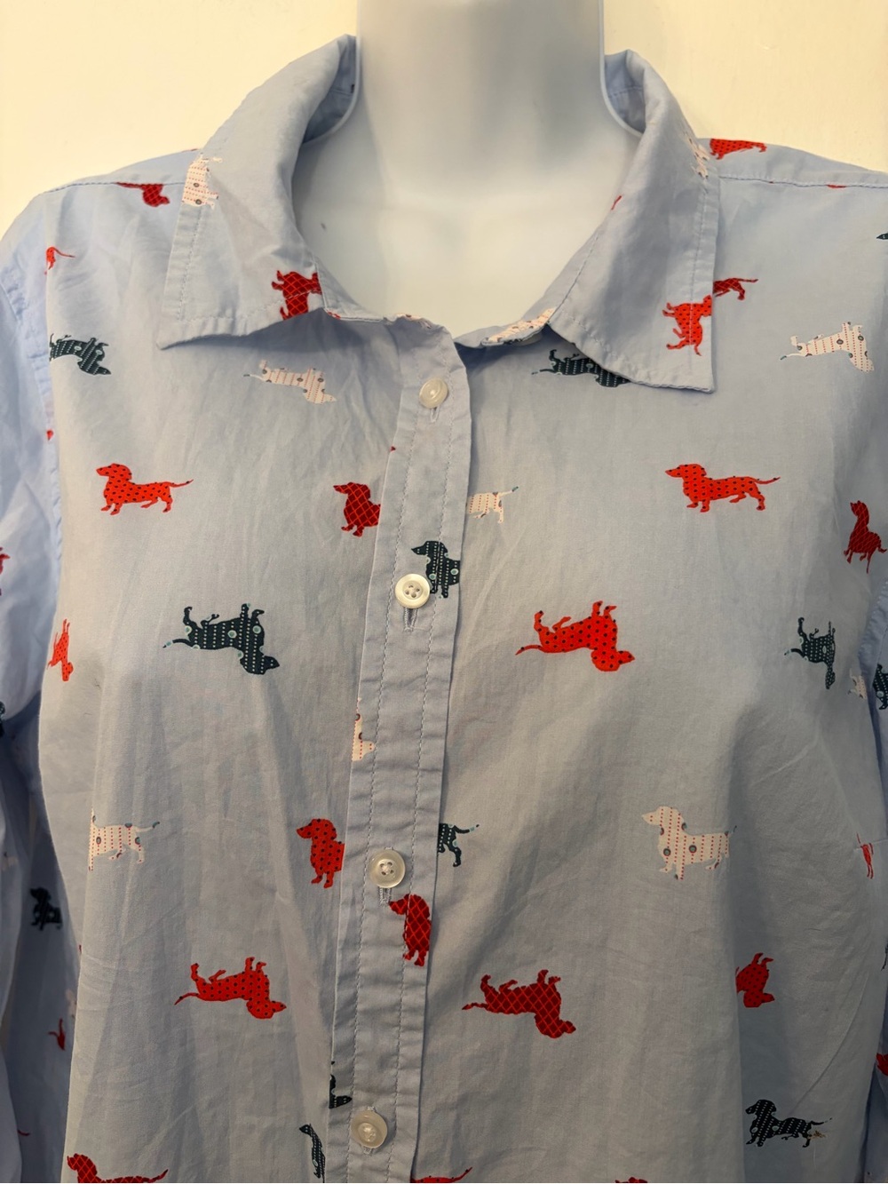 Talbots all over dachshund print long sleeve button down shirt - Picture 4 of 6
